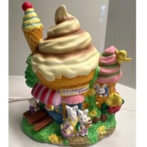 Vintage Cottontale Cottages Easter Village Ice Cream Shop Lighted Porcelain